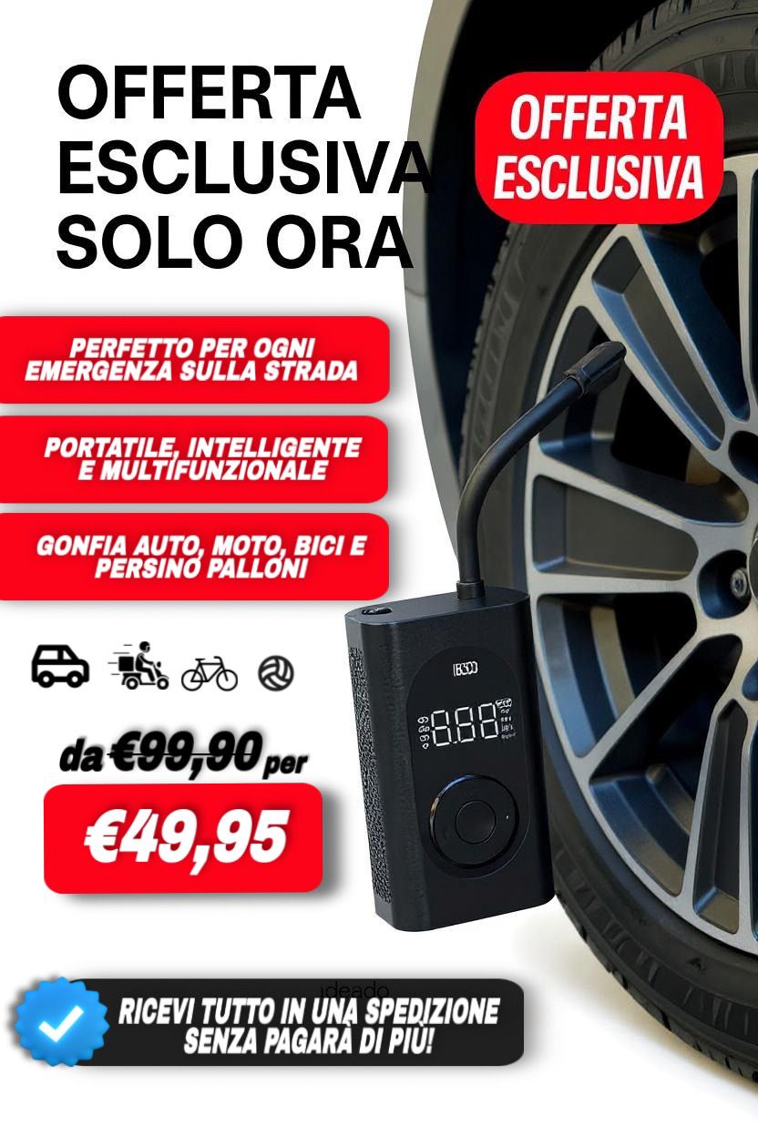 MINI COMPRESSORE D’ARIA SST – GONFIAGGIO INTELLIGENTE, PORTATILE E MULTIFUNZIONALE
